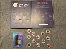 3 Euro Serie "Leuchtende Meereswelten" Österreich komplett+Sammelalbum+UVLeuchte