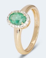 Harry Ivens IV Ring Gelbgold 375 mit einem Sambia Smaragd und Zirkonen