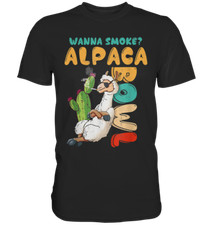 Wanna Smoke Alpaca Bowl Weed Lustiges Cannabis 420 Stoner Marijuana T-Shirt