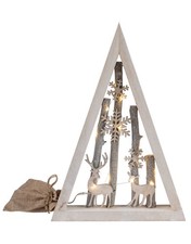 LIVARNO home LED-Holzdekoration Weihnachtsdeko Dreieck mit Rentiere *B-Ware