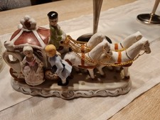 Porzellan Kutsche mit Pferden, Kutscher und Prinzessin - Vintage Rapunzel