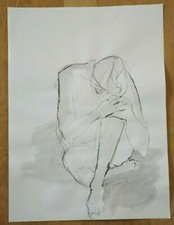 Zeichnung A3 Akt Grafik Kreide