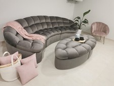 ECKSOFA XXL: 340cm + 2 HOCKER U-FORM COUCH ECHTLEDER SAMT BIGSOFA MEGA DESIGN !