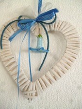 Rattanherz,weiß,blaue Deko,Fensterdeko,Herz,Herzen,Türkranz,Shabby,Landhaus,Deko
