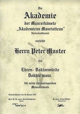 Diplom Urkunde Ehren Doktor Titel Maurer