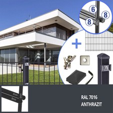 Doppelstabmattenzaun 8/6/8 anthrazit Set RAL7016 Gartenzaun Industriezaun