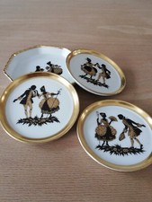 4 Fürstenberg Anbiete Teller Porzellan Motiv Scherenschnitt Rokoko Paar Goldrand