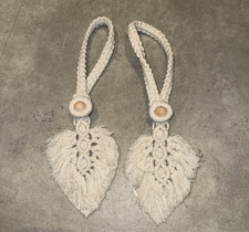 2 Stück Raffhalter Blatt für Gardinen, Gardinenbindeseil, Gardinenhalter, beige