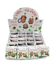 24 Glücksschweine Viel Glück in Geschenktüte im Display Glücksbringer Schwein