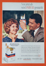 B96. Muratti PRIVAT Zigaretten Werbeanzeige Werbung Reklame 1960