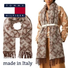 🇮🇹NP~100€ Tommy Hilfiger m. i. Italy! großer Schal, Monogram, mit Wolle, braun