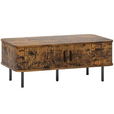 Couchtisch Midcentury Modern Stauraum Schiebetür Holz rustikal braun schwarz