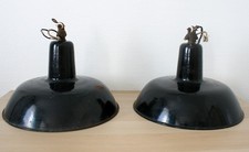 2 Industrielampen Werkstattlampen Fabriklampe Emaille Lampe Deckenlampe Bauhaus