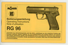 Bedienungsanleitung RÖHM Pistole RG 96  Cal. 9mm P.A. Knall/Gas Manual (656