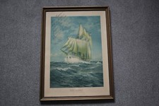 Hans Bohrdt / Graf Felix von Luckner Grafik mit Widmung und Unterschrift