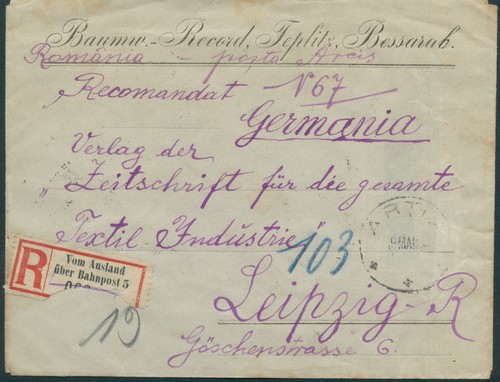 Rumänien 1923 einschreiben - rumänien,