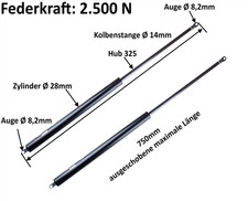 Gasdruckfeder 2500N Gasfeder