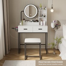 Schminktisch mit Spiegel Frisiertisch Kosmetiktisch LED Beleuchtung Hocker