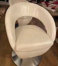 Esszimmerstühle und Bank Longlife-Echtleder beige, edelstahlfarben