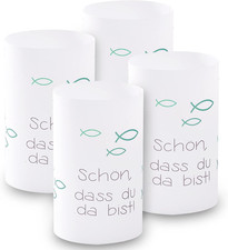 8 Windlicht Fisch Mini Tischlichter Kommunion Konfirmation Taufe Teelichter Deko