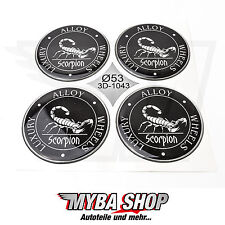 4x SILIKON AUFKLEBER SCORPION ∅= 53mm FÜR NABENKAPPEN EMBLEME STICKER "NEU"