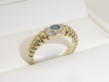 585 Gelbgold 14K Gold Ring Saphir Diamant Verlobungsring RG 58 - 18,4 mm 9481