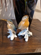 2 Vögel Karl Ens Porzellan alt Zaunkönig Eisvogel