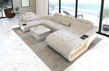 Wohnlandschaft leder sofa led - leder,