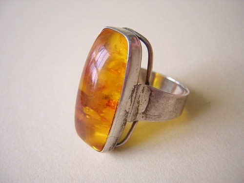 835 silber ring - ring, bernstein