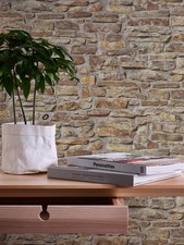 Vliestapete Steinmauer Naturstein Struktur Braun Grau Beige 38815-1 (3,41€/1qm)