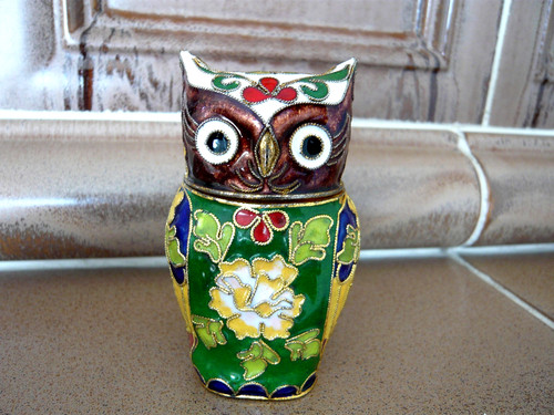 Cloisonne eule dose - dose, figur