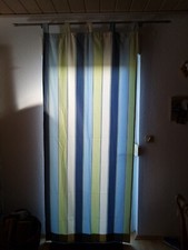 2 Vorhänge mit Schlaufen Blau Gestreift  ca. 0,93 x 2,29 m