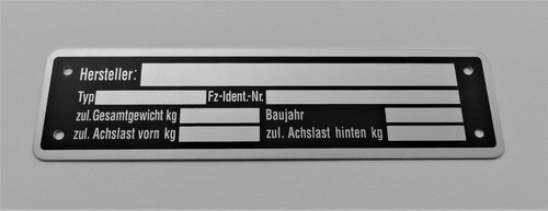 Blanko typenschild anhänger - blanko,