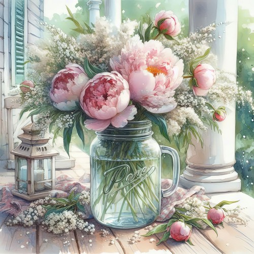 Wandbild blumen pfingstrosen - blumen,