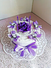 Geburtstagstorte Handtuchtorte schönes Geldgeschenk in flieder / weiß 