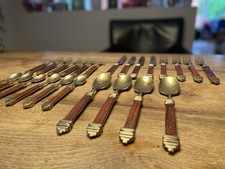 Vintage Besteck  Holz & Messing  24-teilig