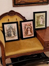 3 x Vintage Gobelin Stickbild  Holzrahmen, handgefertigt 