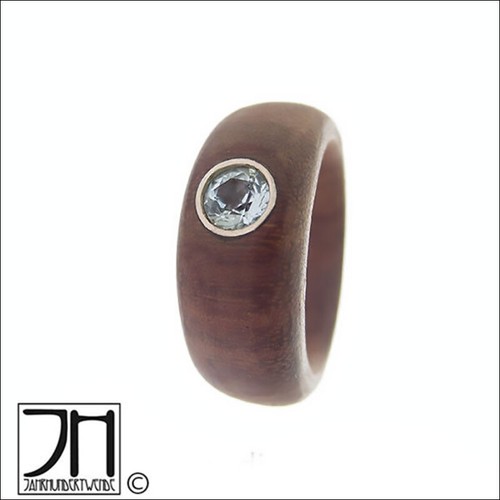 Holz aquamarin fingerring - holz,