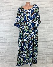 Italy Leinen Maxi Kleid Hängerchen Volant Print Sommer IBIZA 42 44 46 NEU C150