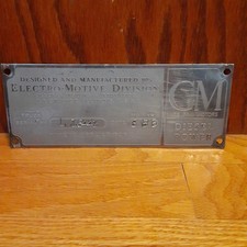 1953 GM General Motors Electro Motive Diesel Power Builders Plate Railroad 