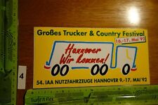 Alter Aufkleber LKW Truck Trucker&Country Festival 92 IAA Nutzfahrzeuge Hannover