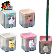 Bleistift Anspitzer Doppelloch mit Behälter für Kinder Schule Büro Home (4 Stück