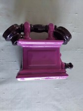 Goebel Porzellan Keramik Telefon Spardose Lila Bank Spar-Kasse Spartopf Deko Top