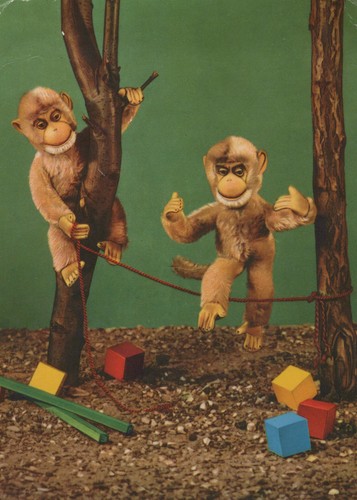 Ddr postkarte affenfiguren - postkarte, veb