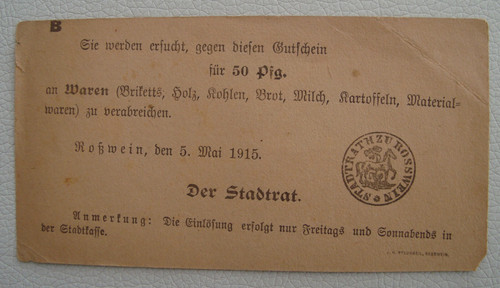 Notgeld stadt rosswein - stadt,