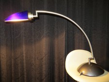 Elegant dimmbar rar, Design Schreibtischlampe, grau blau, Metall, Glas, GKS bird