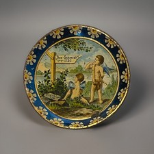 Blechteller um 1900 Schmidt Tee Antik Blech Lithografie Riquet Frankfurt A. Main