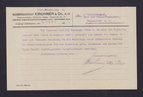 Leipzig rechnung 1907 - leipzig,,