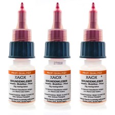 3x Sekundenkleber Cyanacylat Superkleber 20g Patent-Verschluss dünnflüssig klar