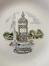 RAR Porzellan Teller „Wasserturm Mannheim“ 50er 60erJahre Retro Vintage Goldrand